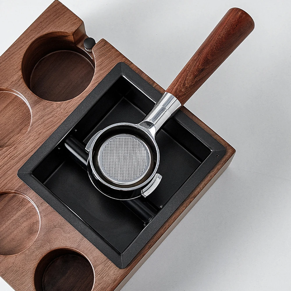 3 in 1 Wooden Knock Box Wood Coffee Espresso Filter Tamper Holder