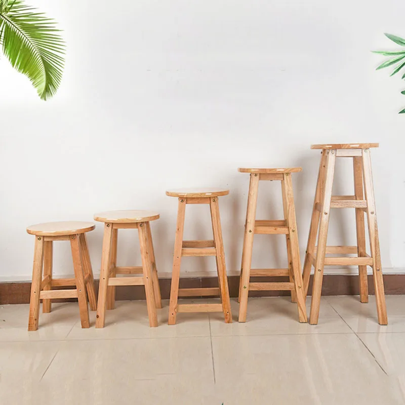 Customize Size&Logo Bar Counter Stool Ash Solid Wood Modern Stool for Kitchen Round Dining Chairs Bar Furniture