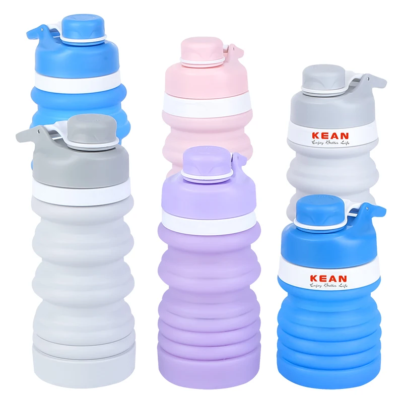 Best Selling Products Bpa Free Motivation Foldable Gym Drink Bottle Custom Collapsible Silicone Water Bottle For Kids School