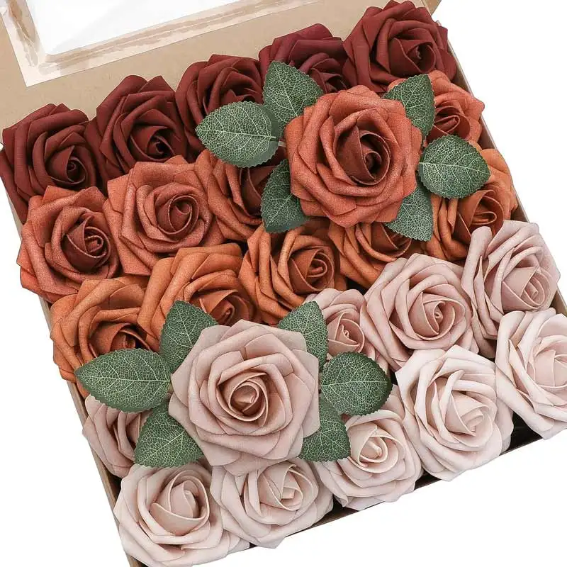 Hot Selling Single Stem Artificial Flower Pink Roses Real Touch Latex Silk Rose For Wedding Home Decorative