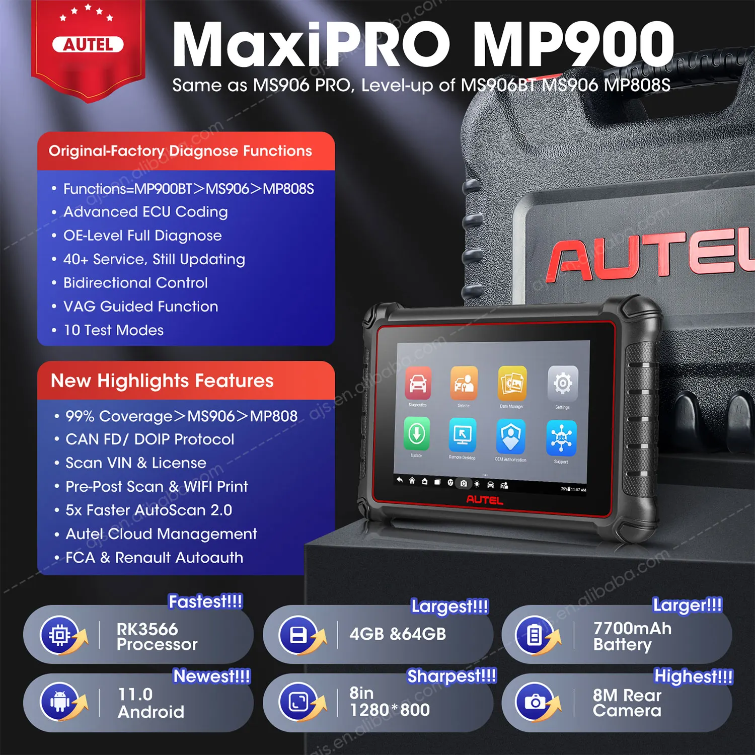 Autel MaxiPRO MP900 Car OBD2 Scanner MP900E MP 900 MP808S MP808 Universal Code Reader Altar Professional Vehicle Diagnostic Tool