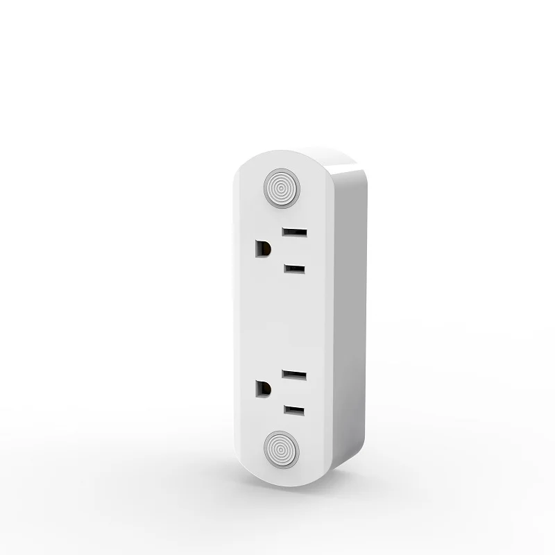 wifi smart plug US dual socket double outlet 16A max power monitoring tuya smart life app alexa google home remote control
