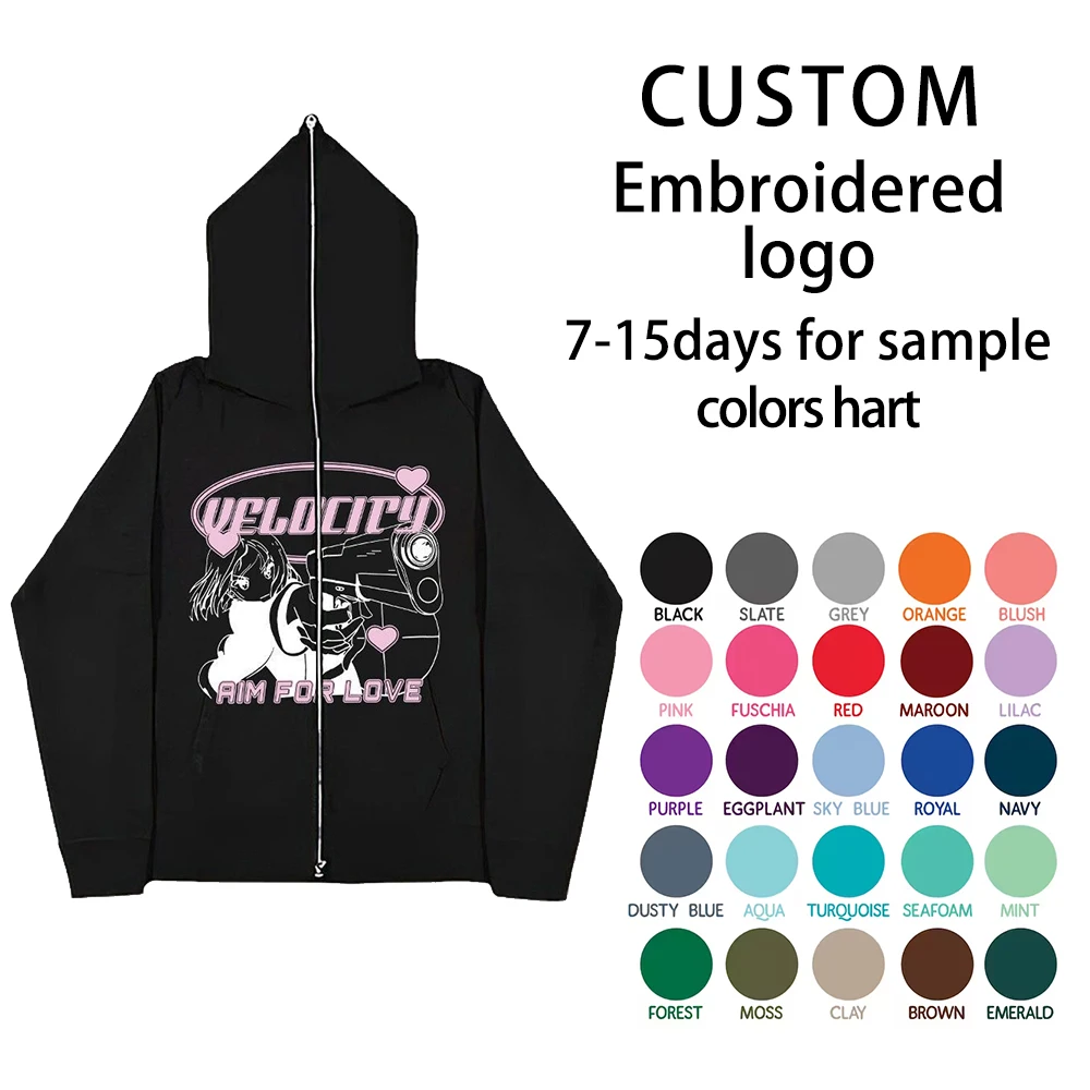 CUICHANG Fashion Blank Fleece Fitness Zip Up Hoodie Custom All Over Print Full Face Zip Up Hoodie