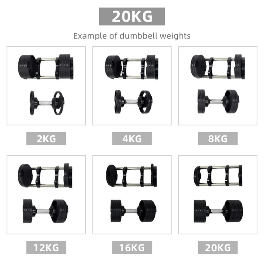 Customizable Color and Weight 32 kg Adjustable Dumbbell 72LB Dumbbell for Home Gym Fitness Equipment