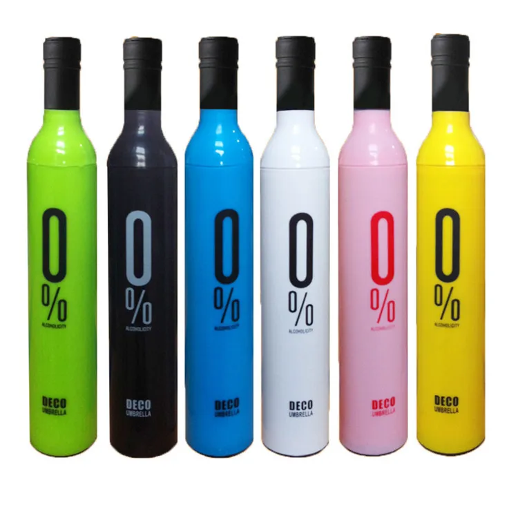 New design deco personalized customized cheap gift advertising 3 folding wine bottle umbrella