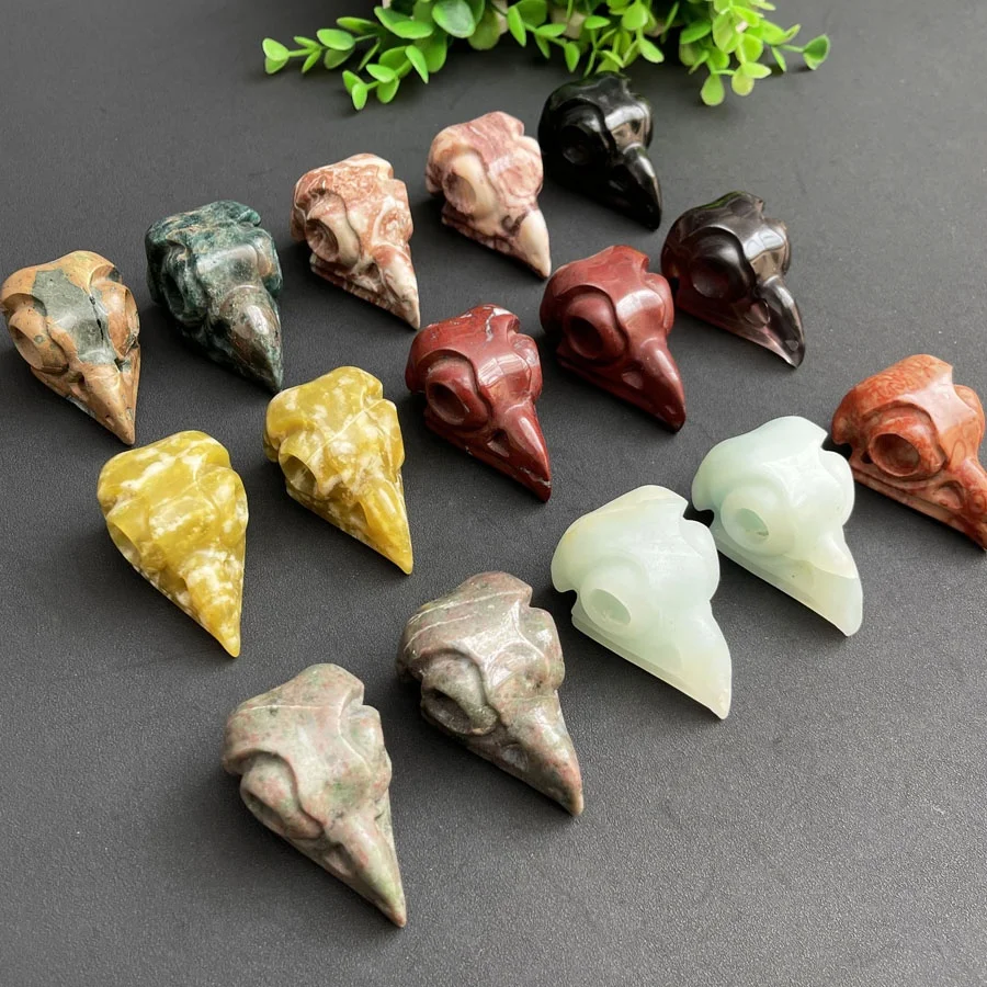 Customized Crystal Owl Skulls Unique Semi-precious Stone Crafts Crystal Animal Owl Sculpture for Pendant