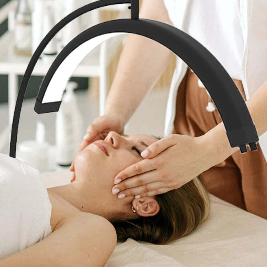 Hot 28inch Golden Half Moon Light Professional Eyelash Extension Floor Fill Light Arc Ring Light with Tripod Stand&Phone Clip