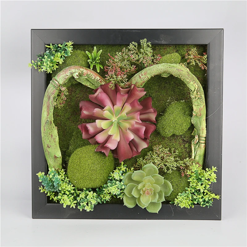 High Simulation Mini Frame Ornaments Artificial Plants Wall Frame Artificial Succulents Plants