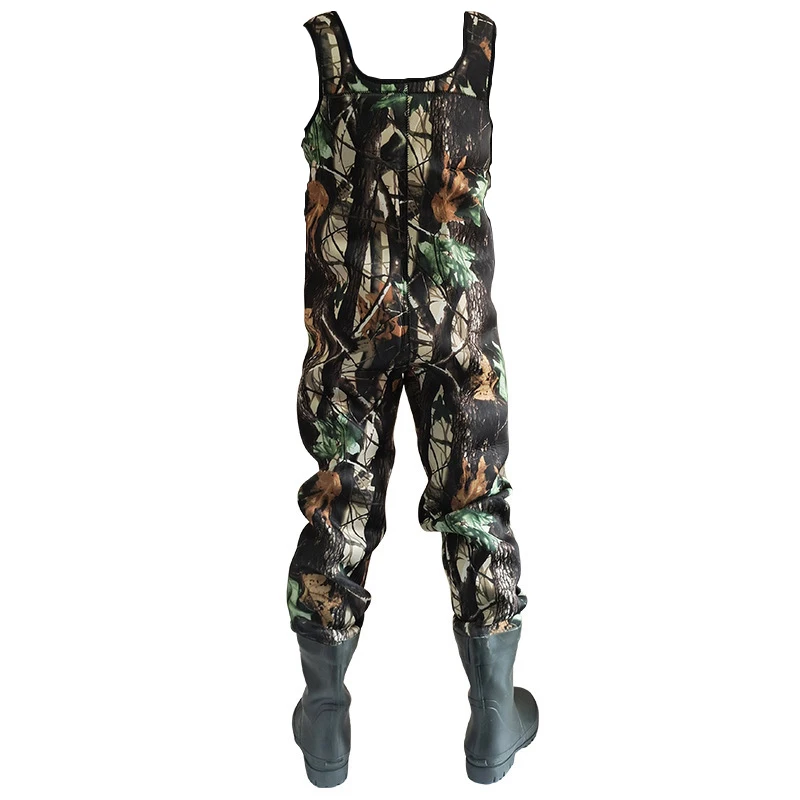 high quality outdoor hunting neoprene breathable fishing chest wader pants with boots