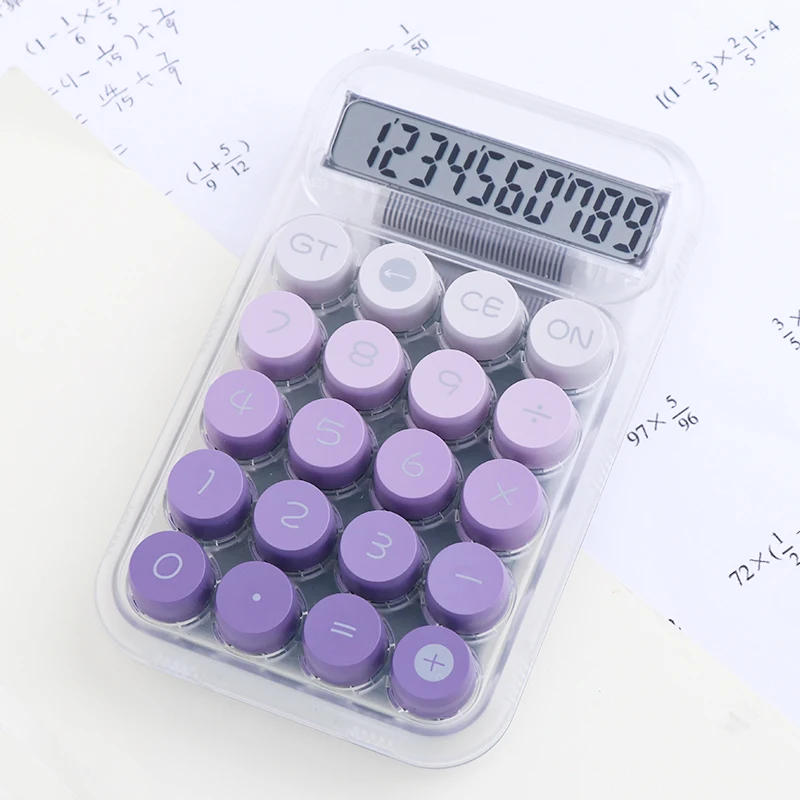 ANI Latest Trending Product Cute Gradient Button Style Transparent Case Lovely School Accounting Use Electronic Calculator