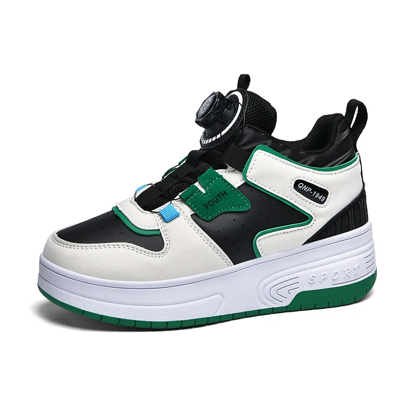 Dual-Purpose Roller Skates for Boys and Girls Two-Wheel Walking Shoes with Double Row Snapping Summer Transformable Sneakers