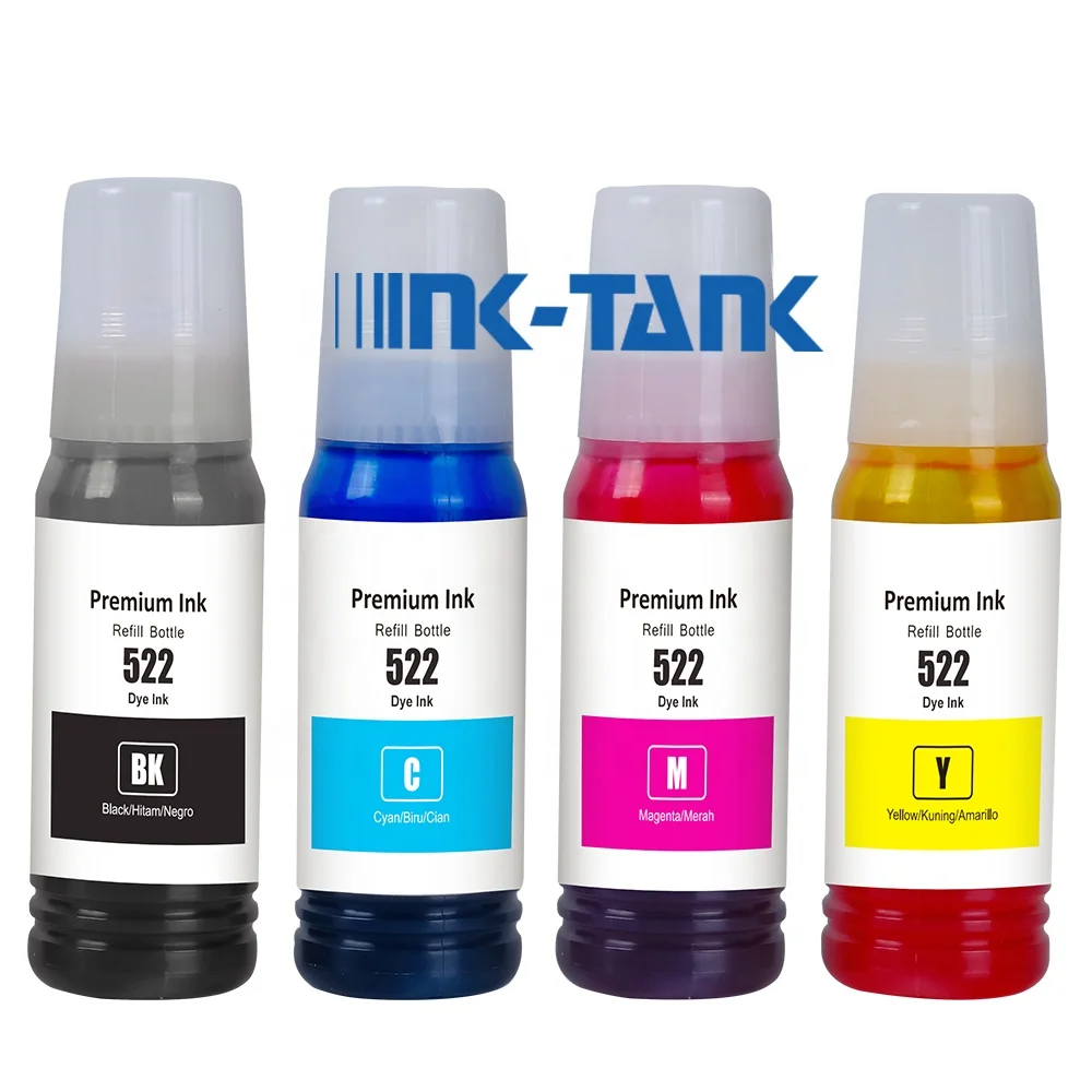 INK-TANK 522 T522 Premium Tinta Compatible Color Water Based Bottle Refill Dye Ink for Epson ET-2710 ET-2720 Printer