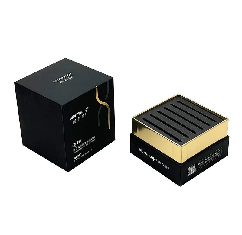 Luxury Card board Base Lid Gift Box with logo gold foil with internal fixing sponge product with high perfume and cosmetic box