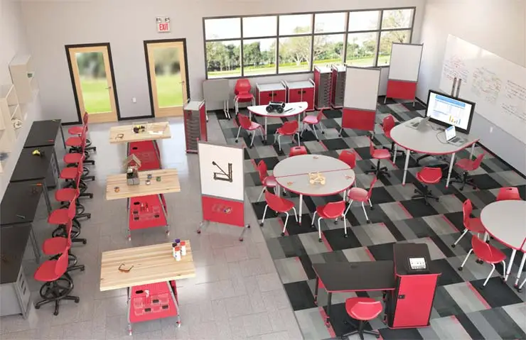 Ash Wood Maker Table Casters Flexible School Laboratory Furniture Classroom Makerspace Library Ash Wood Work Station