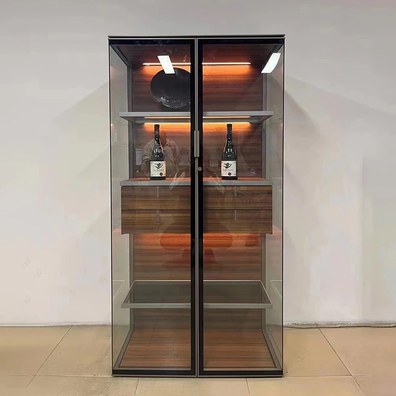 High End Dining Room Furniture Large Wood Wine Shelf Cabinet Modern Storage Wooden Wine Glass Rack For Home