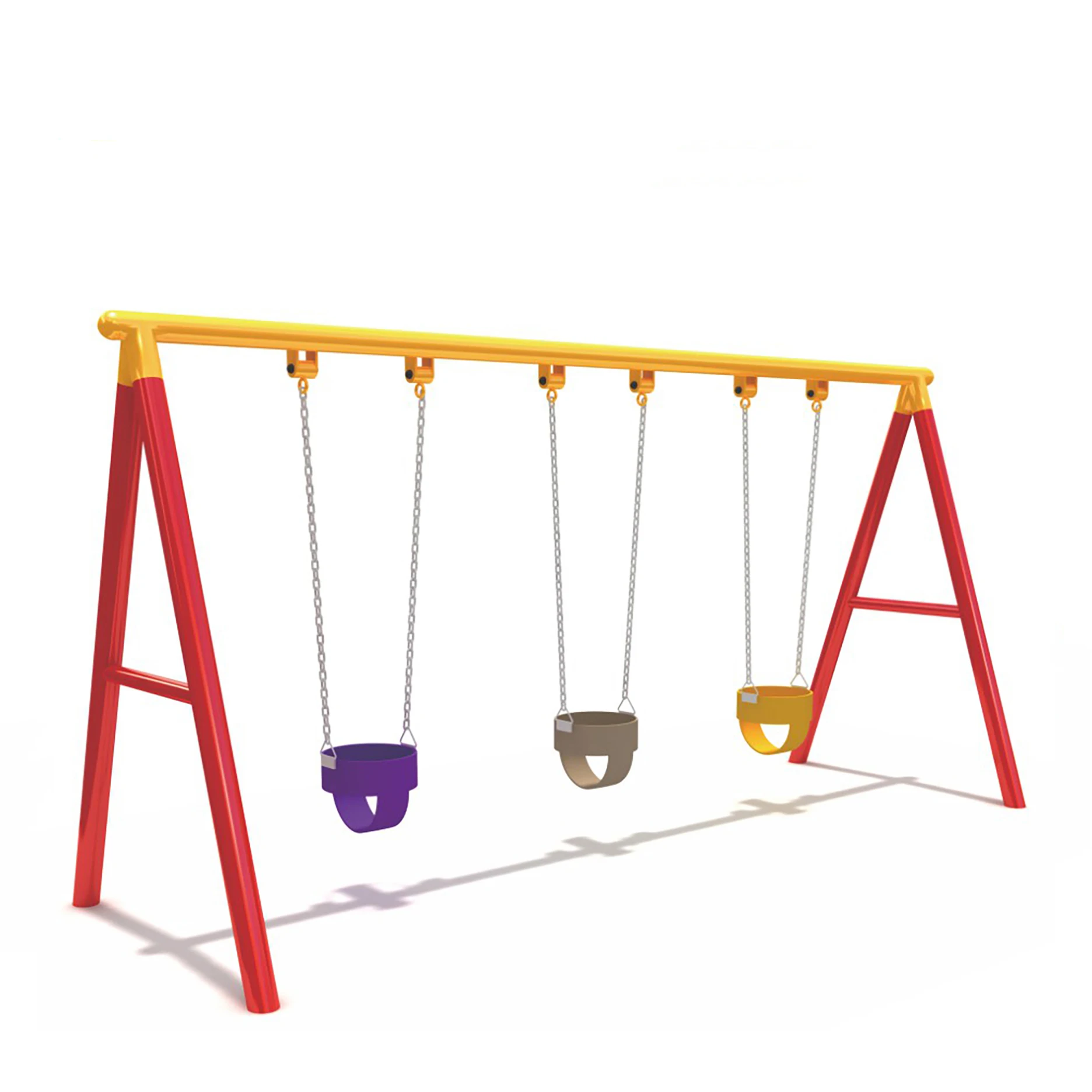Kids metal outdoor playground swing with 4 seats