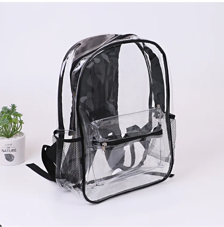 Branded Custom Wholesale Plastic Backpack Students Children Transparent PVC Clear Back Pack Kids School Bag