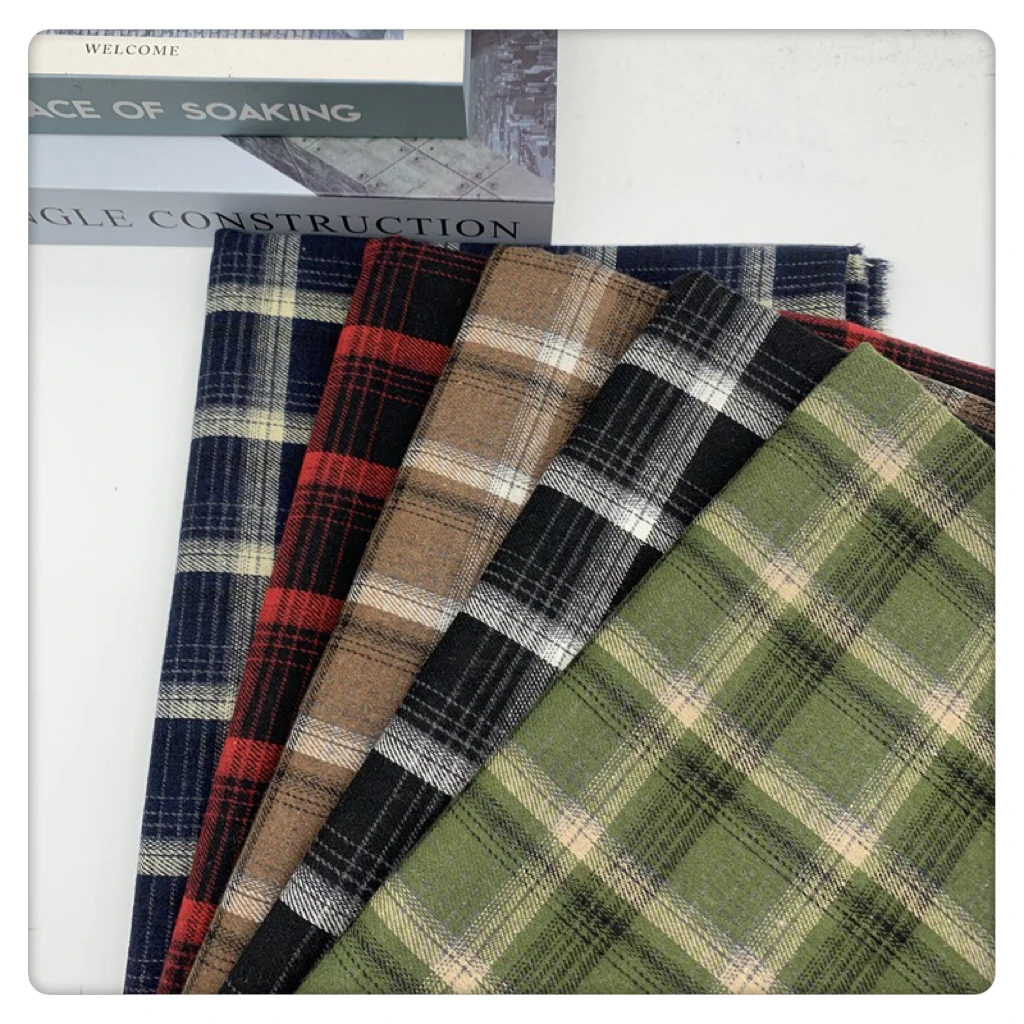 yarn dyed linen fabric 21s  180gsm 100% cotton yarn dyed flannel supplier Yarn-dyed flannel fabric for for Coat