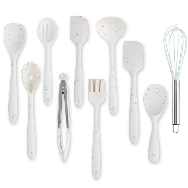  Factory Wholesale 2021 Hot Sale 10 Pieces Colorful Kitchen Cooking Utensils Silicone Baking