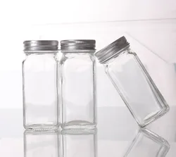 4oz square glass spice storage container seasoning bottle 6oz spice glass jar with Shaker