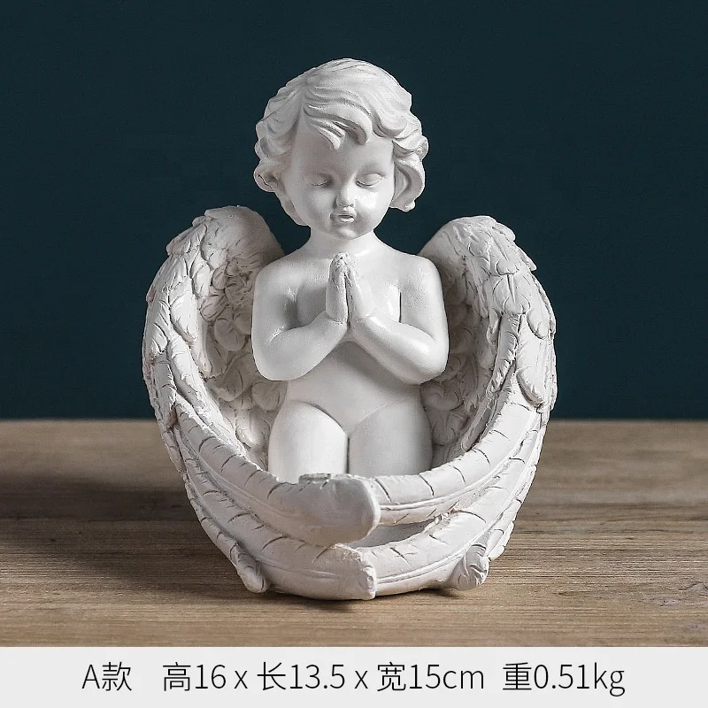 Crafts Home Decoration SCULPTURE Angels Modern Resin Europe White Angel Statue Cherub