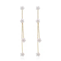 2020 New Fashion Fancy Flower Shape Long Chain Tassel Copper Drop Earrings