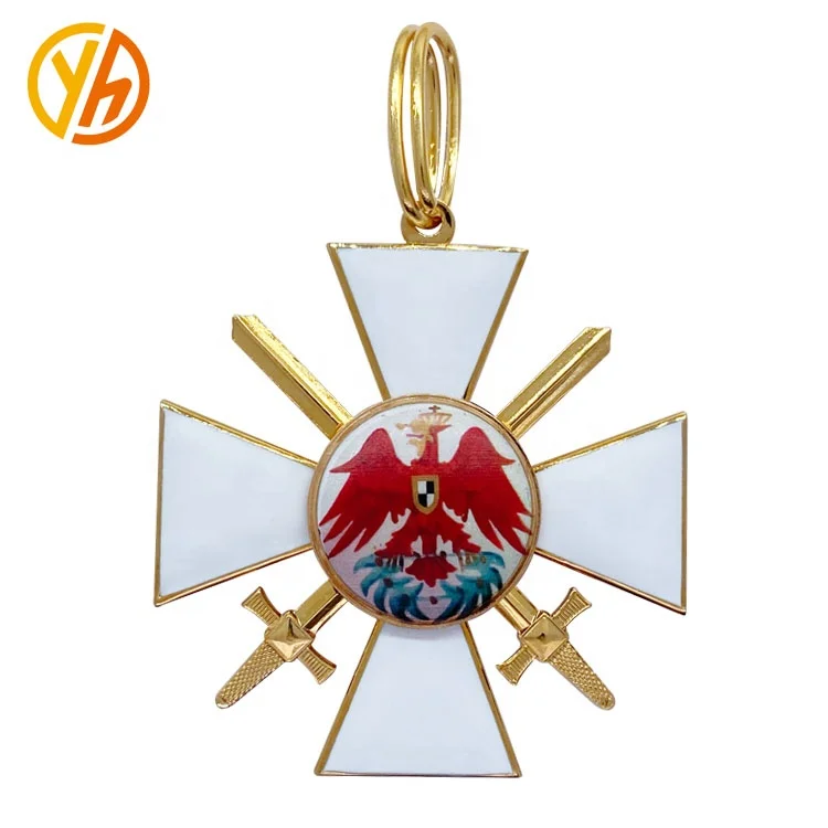 metal medal with ribbon