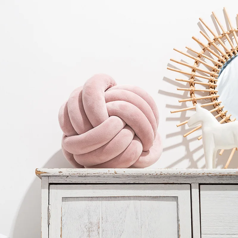 AMZ Hot Sale Soft Velour Plush Stuffed Figure Toy Knot Ball Circle Round Special Shape Functional Cushion Pillow