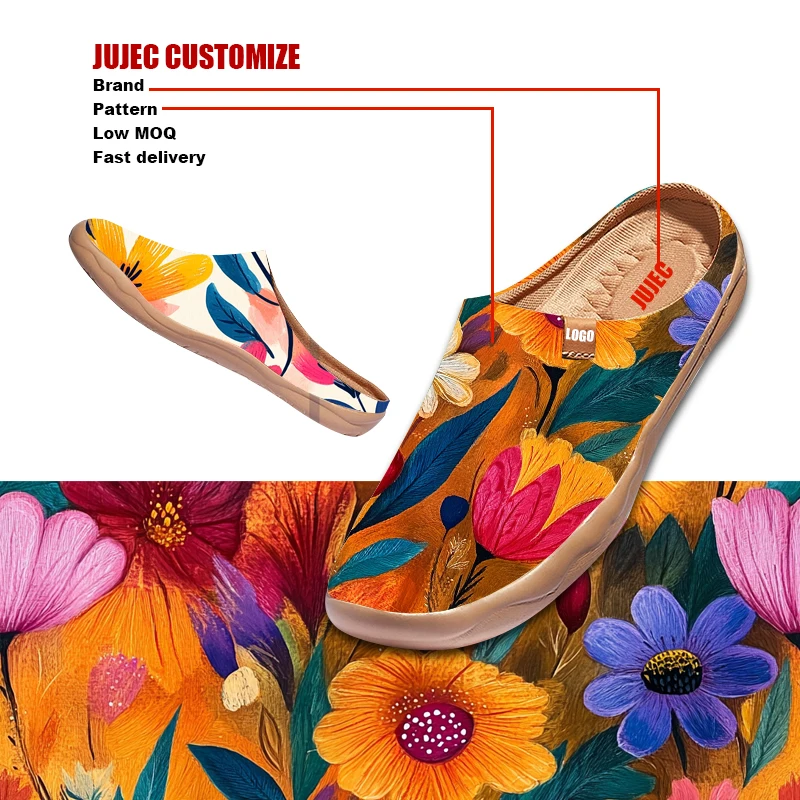 Customize Mules for Women Shoes Slip on Sneakers Flats Lightweight Breathable Walking Shoes Barefoot Wide Toe Box Zero Drop Sole