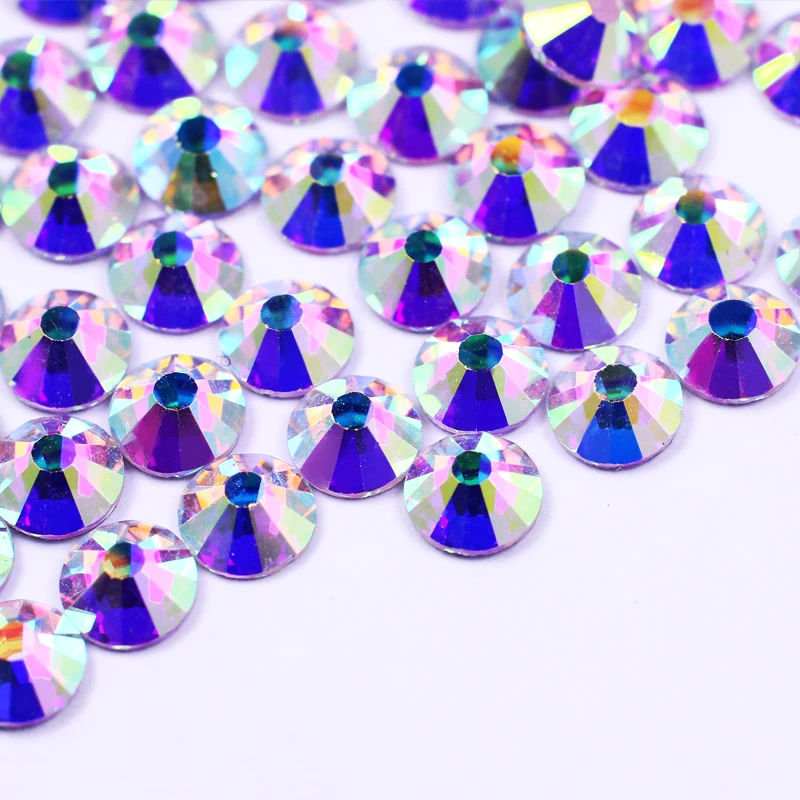 Оптовая продажа Блестящий цветной клей AB в форме кристалла с плоской задней поверхностью для сумок и