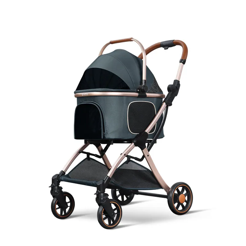 Factory Price Luxury Aviation Aluminum Frame Folding Stroller With Shock Absorption System Outdoor Travel Dog Cat Trolley