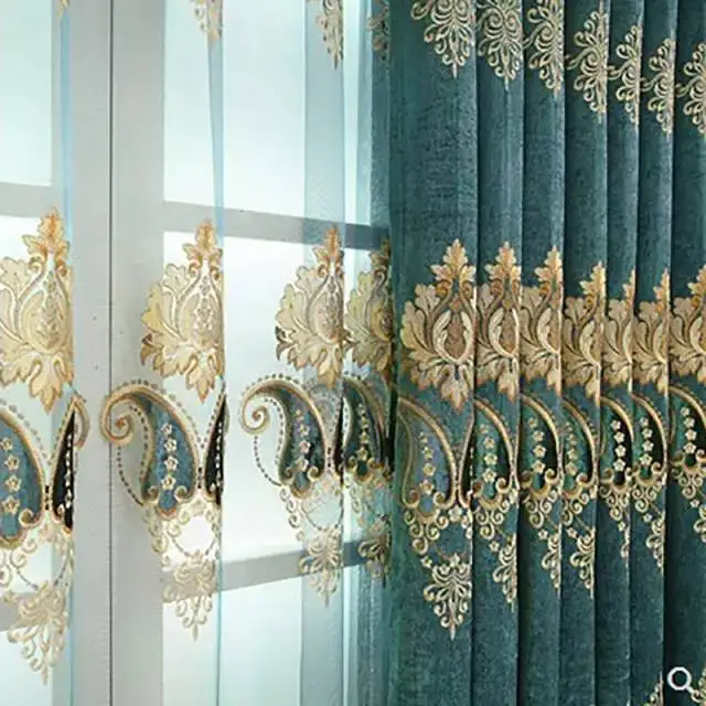 European style small hollow out luxury high-grade laser embroidered curtains in living room and bedroom