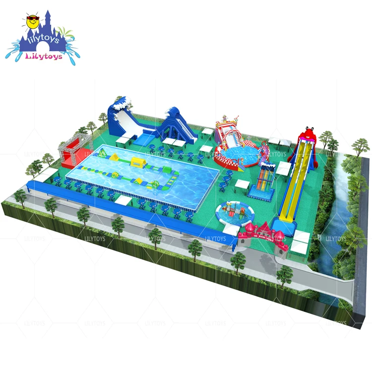 Lilytoys professional outdoor playground,amusement park,jungle theme inflatable water park for entertainment