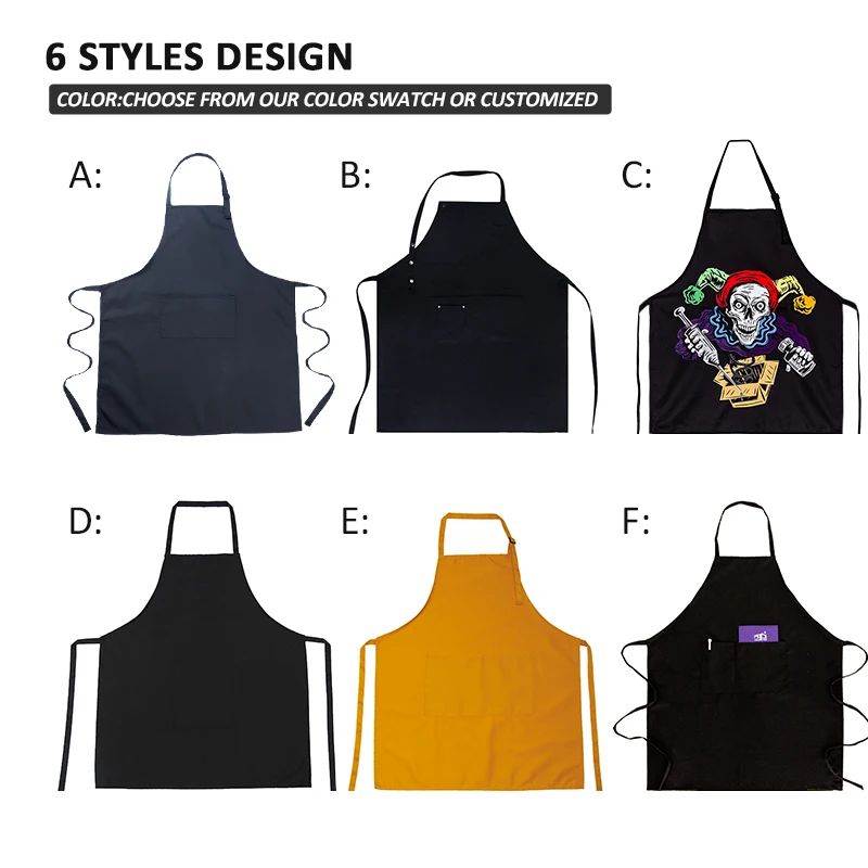 Custom Professional Adjustable Men Women Black Striped Cotton apron kitchen