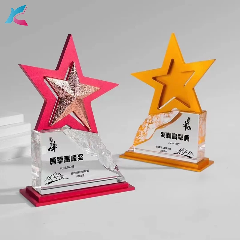 new design star crystal trophy colorful awards crystal