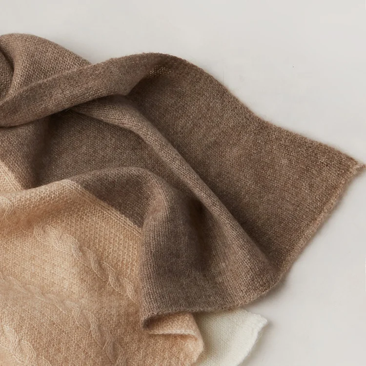 Cable Cashmere Scarf Shawl Inner Mongolia OEM Custom Winter 100% Knitted Cashmere Scarf For Women