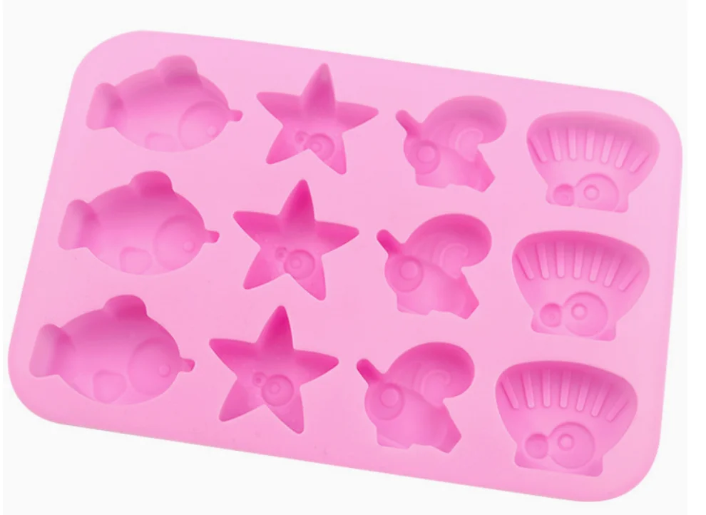 12 sea animal shell fish silicone cake mold Food Standard Non-toxic Silicone Heat-resistant Baking Cake Pan