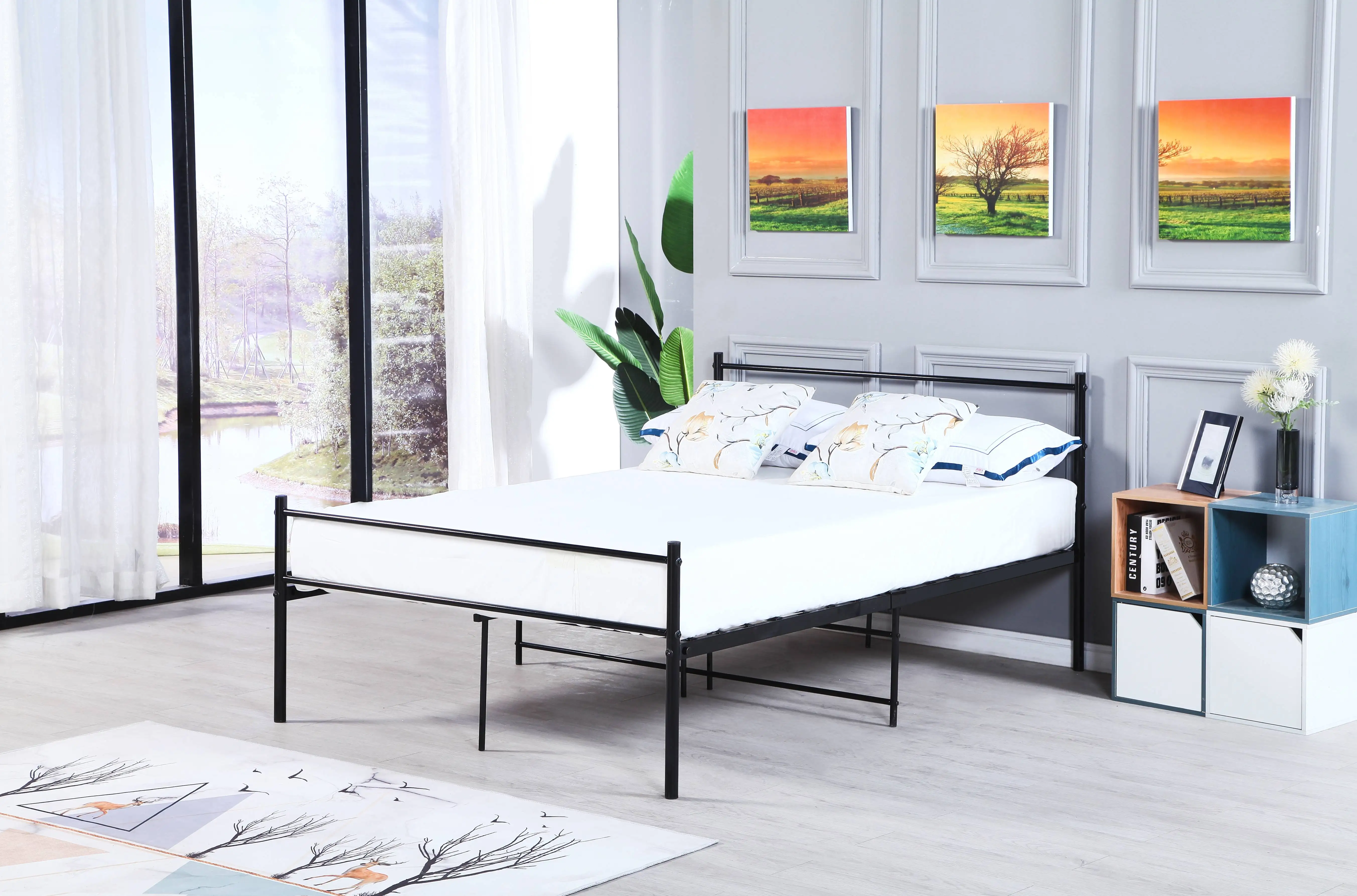 Modern Single Home Bedroom Furniture Metal Steel Bed Hostel Dormitory Bed for Sale Twin Durable