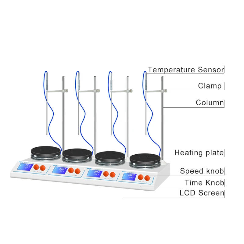 4 Multi Position Lab Hot Plate Magnetic Stirrer