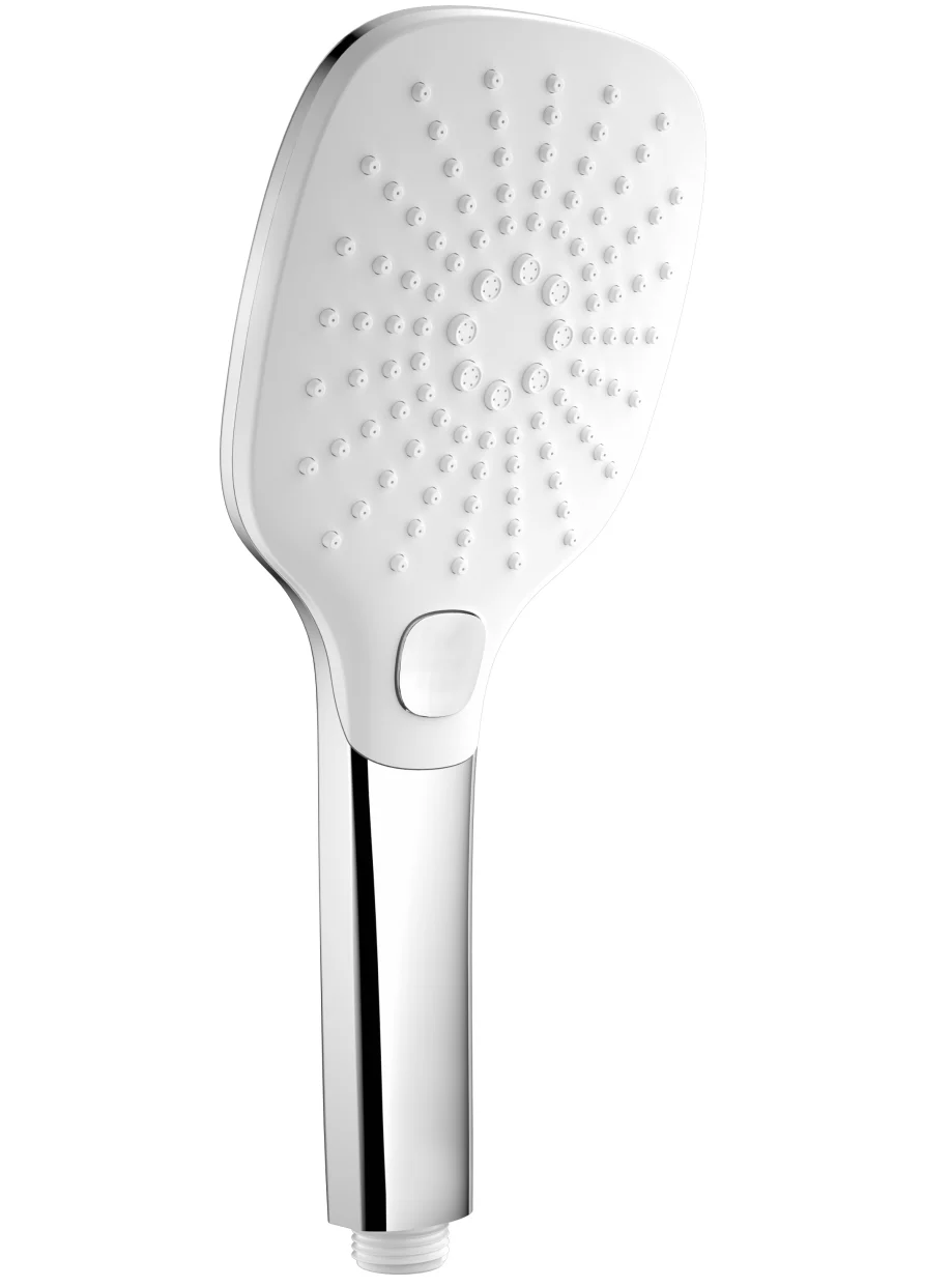 Plastic 3-Jet Large Face Bath Black Button Switch Rain Held Hand Shower With Silicon Nozzle