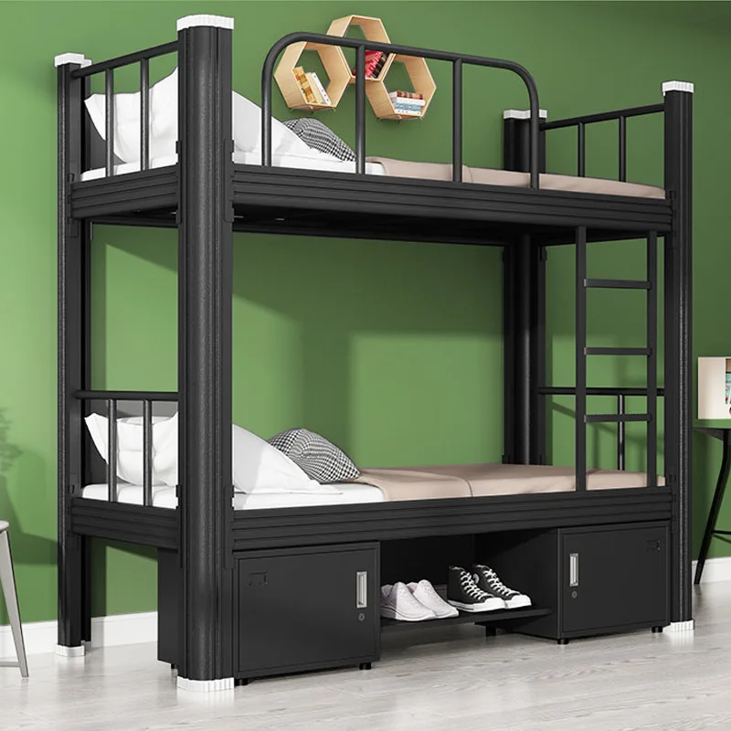 YML Easy Assembly Modern Dormitory Double Decker Bed For Adult With Storage Student Kids Metal Bunk Bed