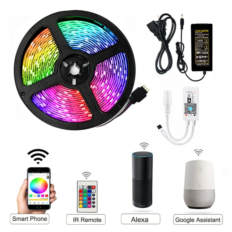 DC 12 В Светодиодная лента RGB 5050 музыкальная синхронизация меняющая цвет чувствительное управление приложением Гибкая лампа с Bluetooth для украшения дома