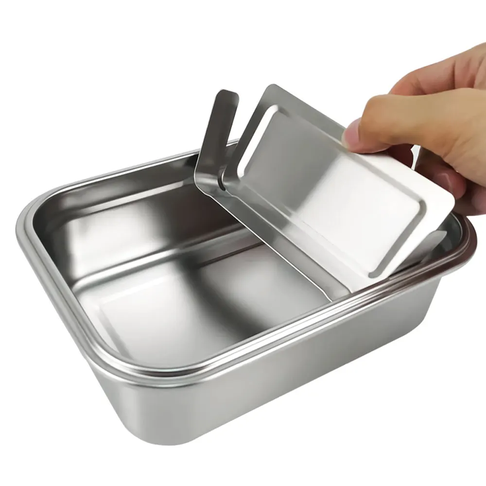 LIHONG Custom logo 304 stainless steel lunch box kids bento box compartment snack metal food container