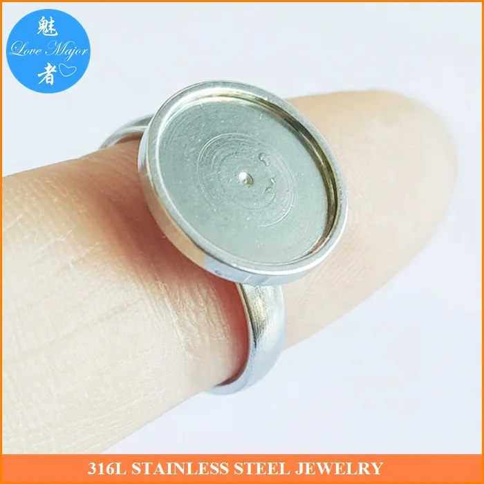 Wholesale Stainless Steel Basic Interchangeable Adjustable Stone Tray Ring Fashion Jewelry Finding