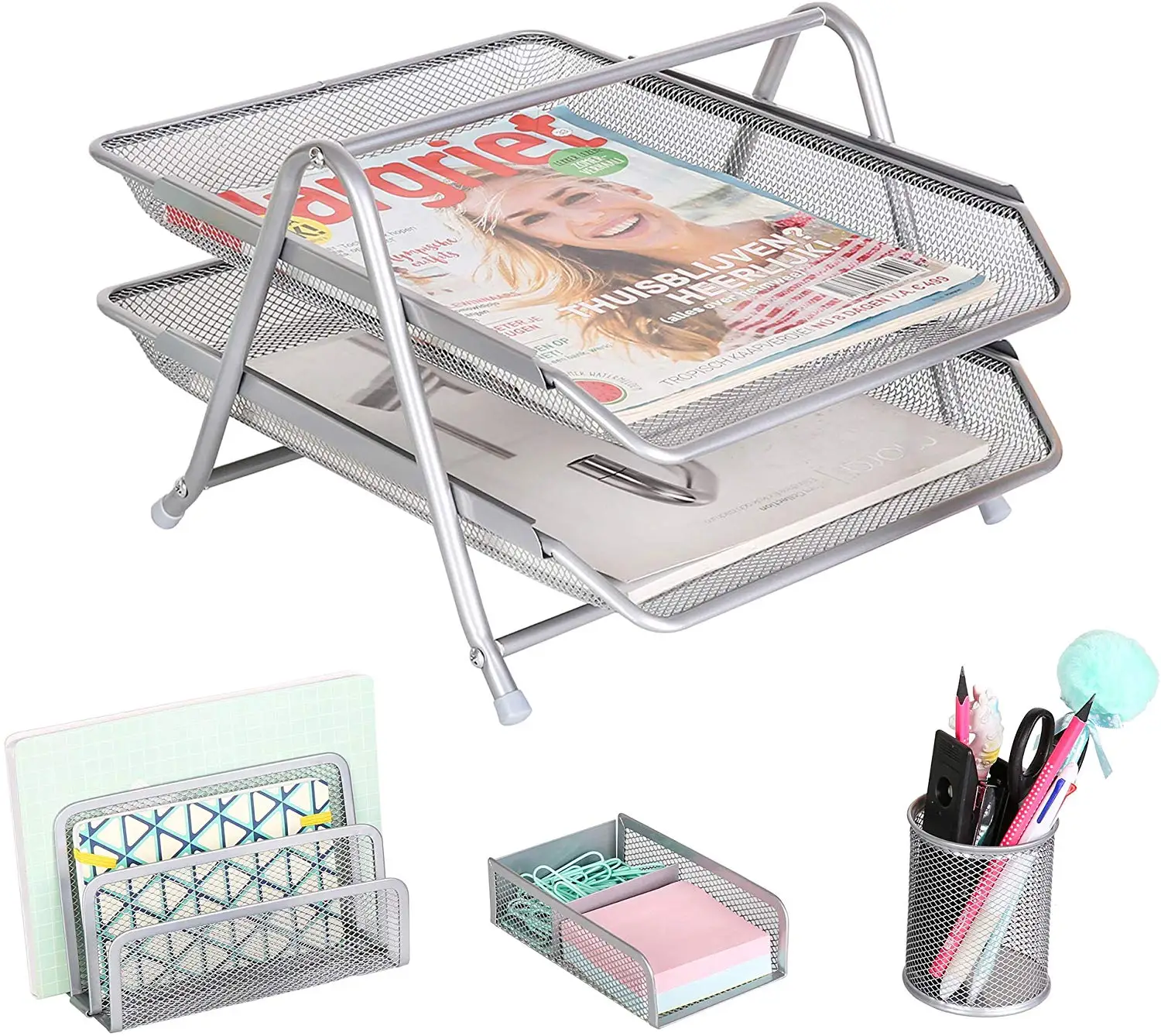 Wideny офисные принадлежности из проволоки, 4 шт., канцелярские наборы, настольный сетчатый держатель для файлов, Набор органайзеров для документов с буквами