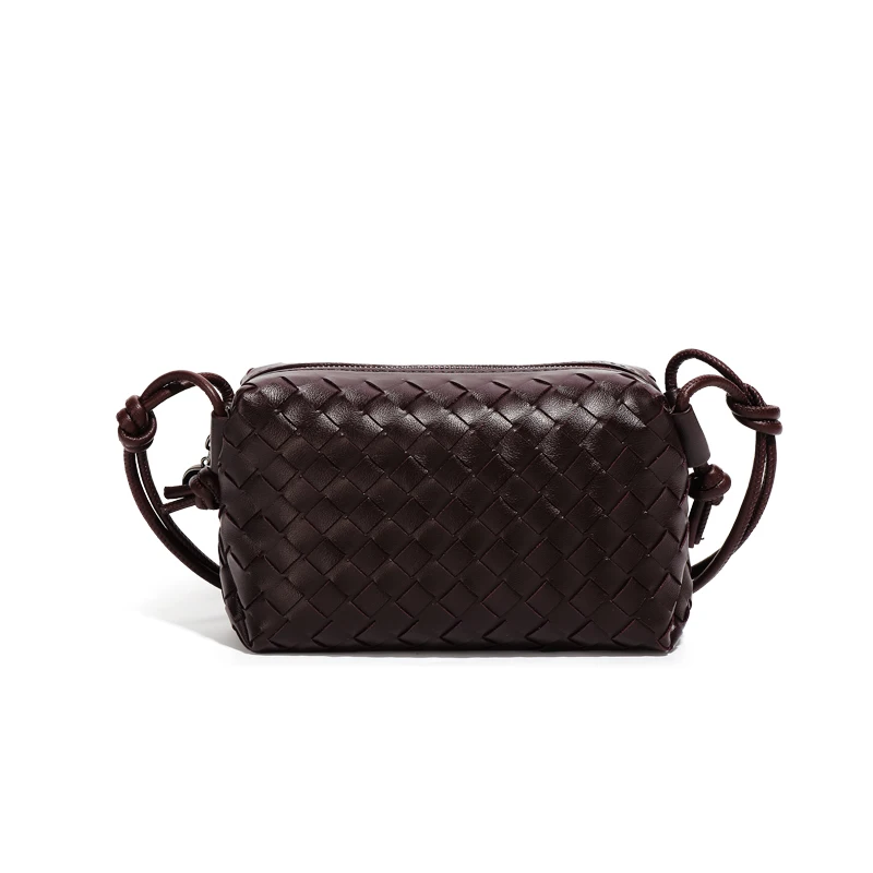 Handmade braided bag new shoulder small square bag simple solid colour coin purse leisure fashion hundred with crossbody bag