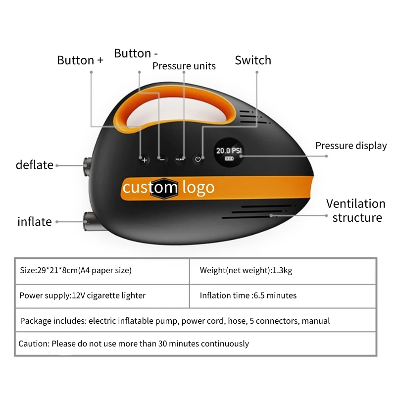 20psi High Pressure Sup Pump Electric Air Pump Inflate Deflate Paddle Board Pump For Sup Kayak