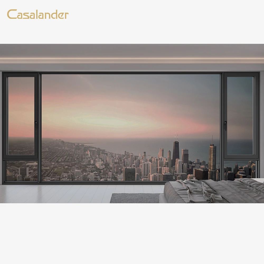 CASALANDER Aluminium Windows Large Tempered Glass Glass Casement Windows Insulated Glass Room