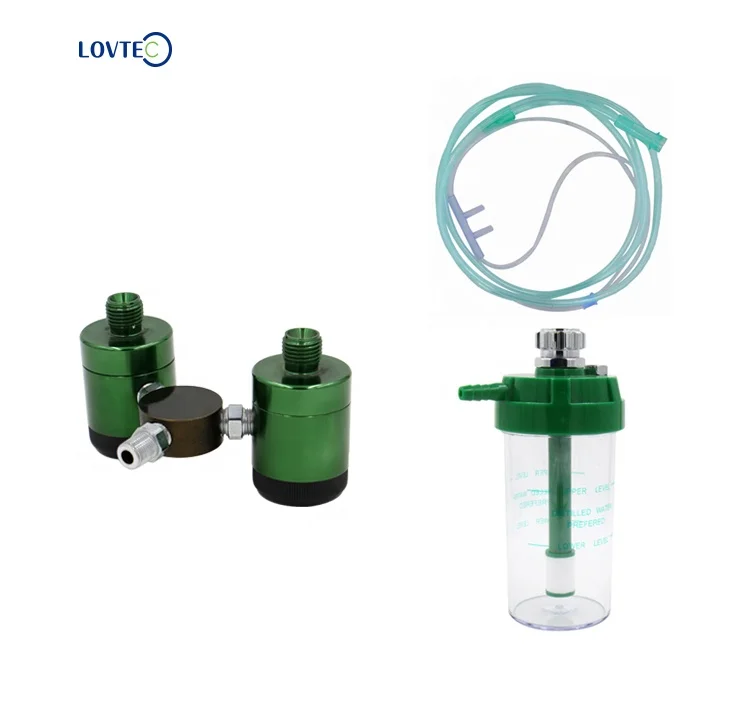 Lovtec Hot Selling hospital use click style medical oxygen  flowmeter Oxygen Thermal Gas Flow Meter with humidifier