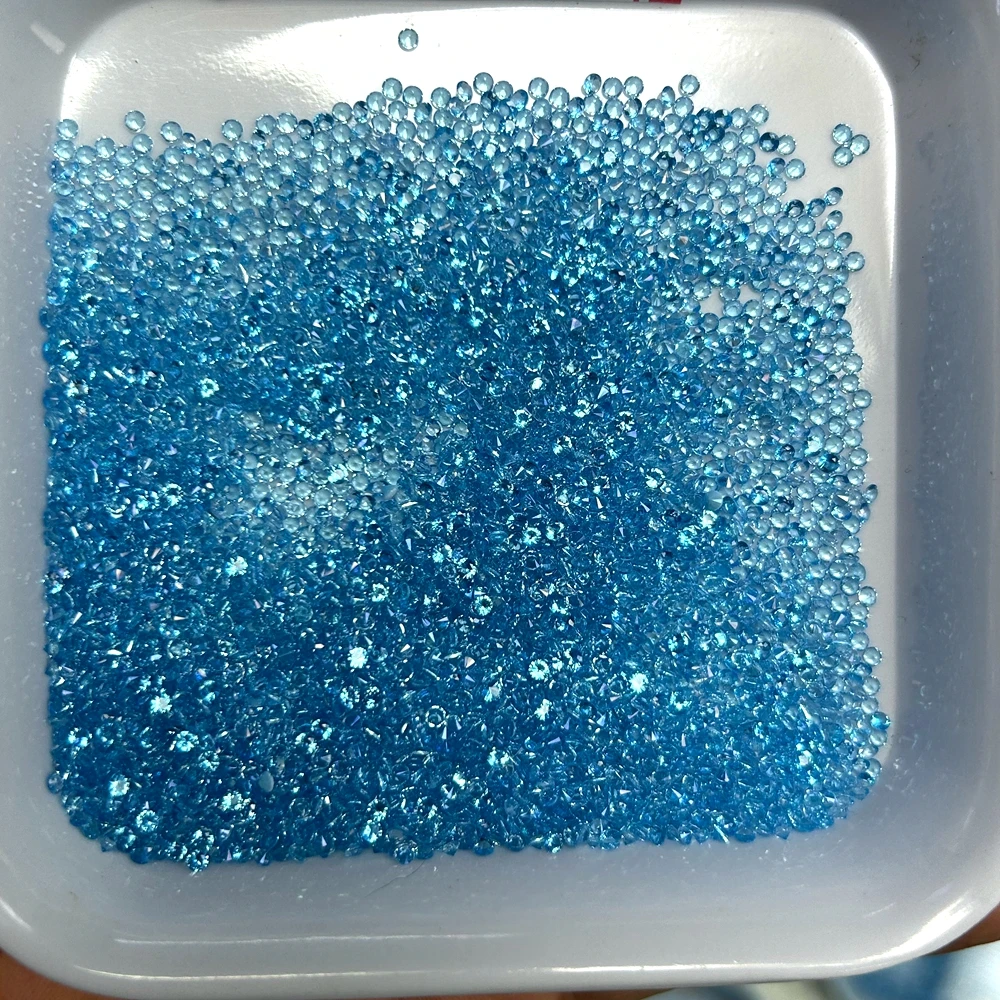 0.9mm To 2mm Swiss Blue Topaz Round Brilliant Cut Natural Topaz Loose Gemstone